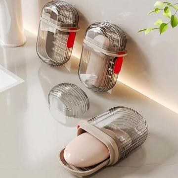 Soap Box with Flip Cover and Drain Tray 
