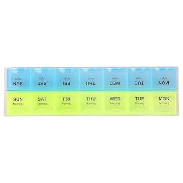 Pill Medicine Organizer Reminder Storage Box for 7 Days, 2 Layer
