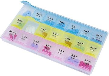 Pill Medicine Organizer Reminder Storage Box for 7 Days, 3 Layer