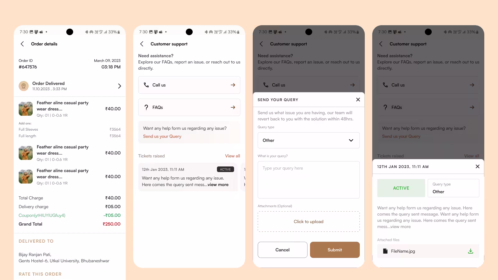 Pixiethreads app screens