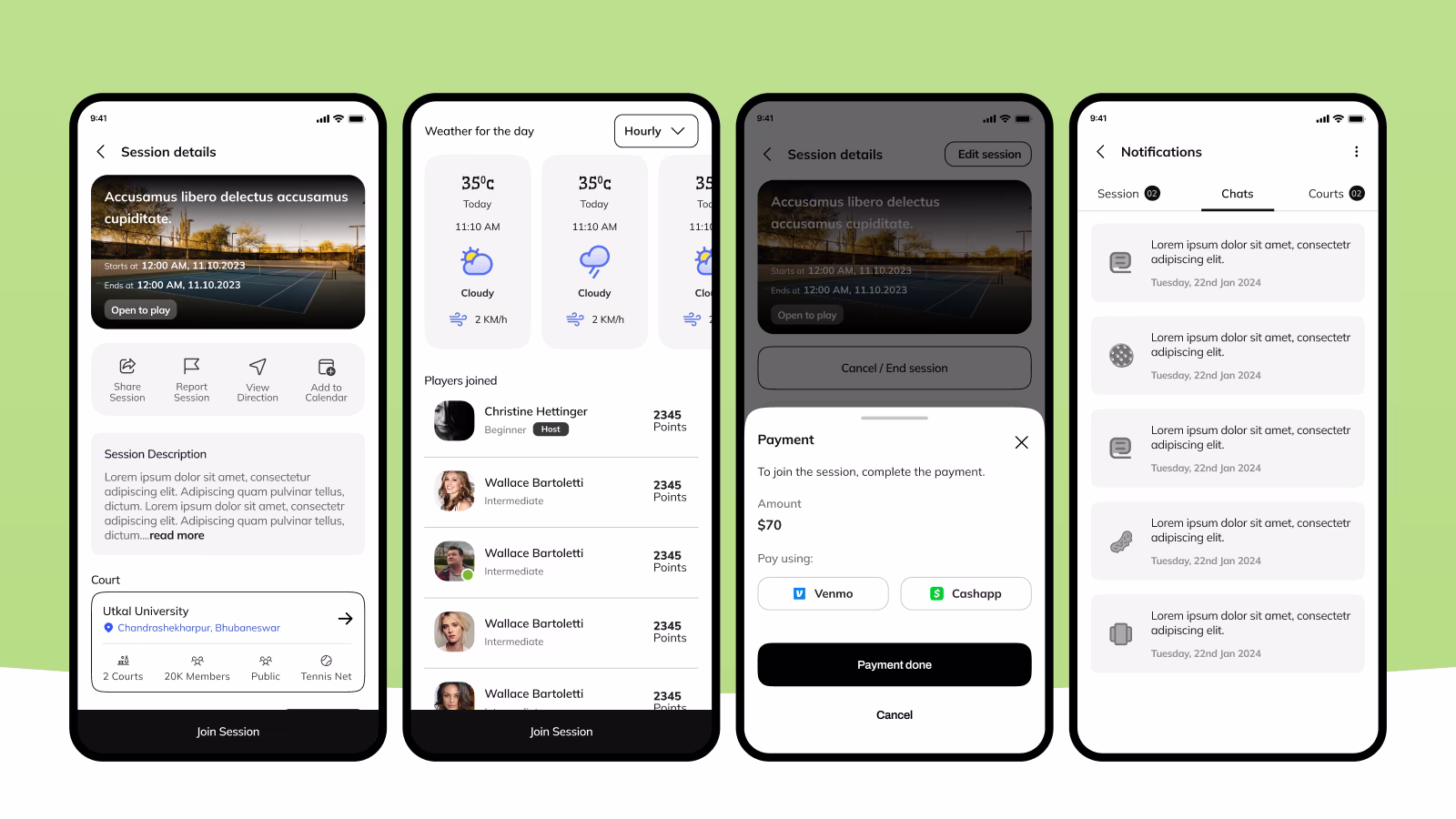 Picklspot app screens