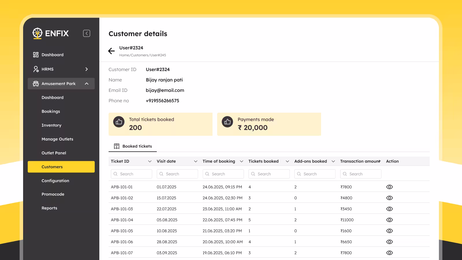 Enfix app screens