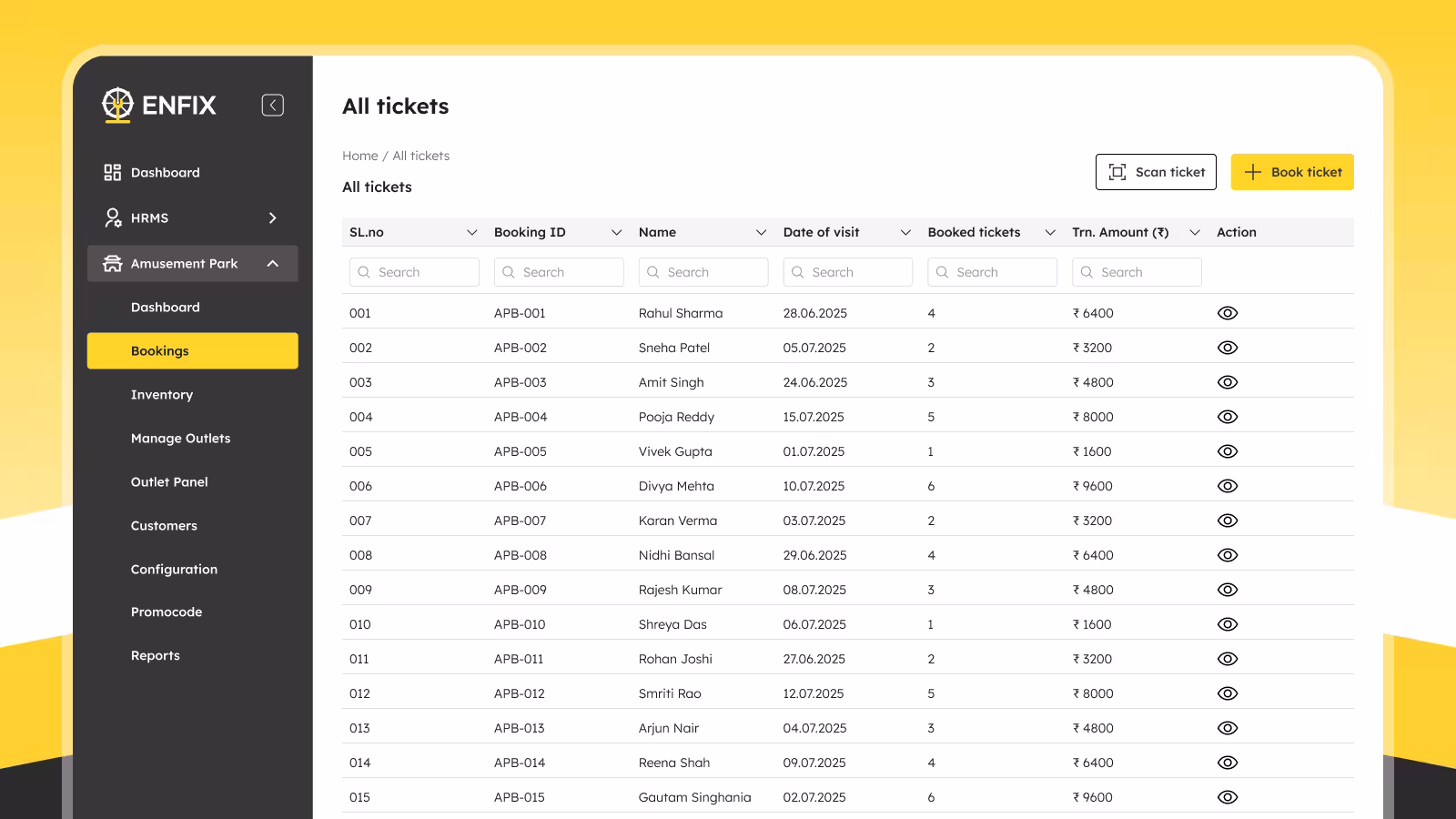 Enfix app screens