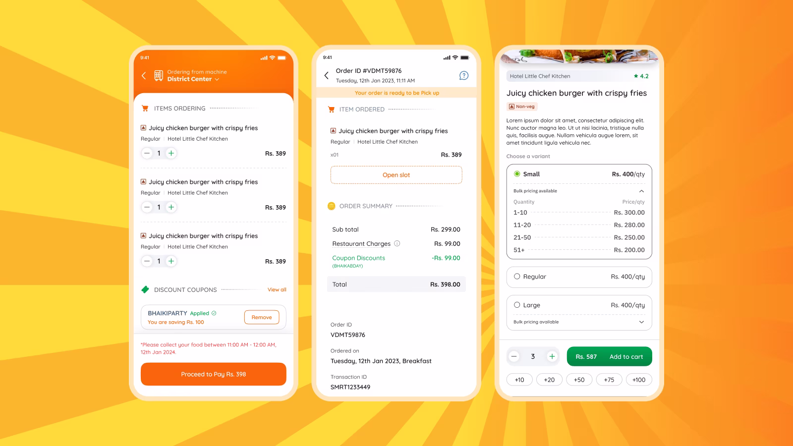 Vendmat app screens