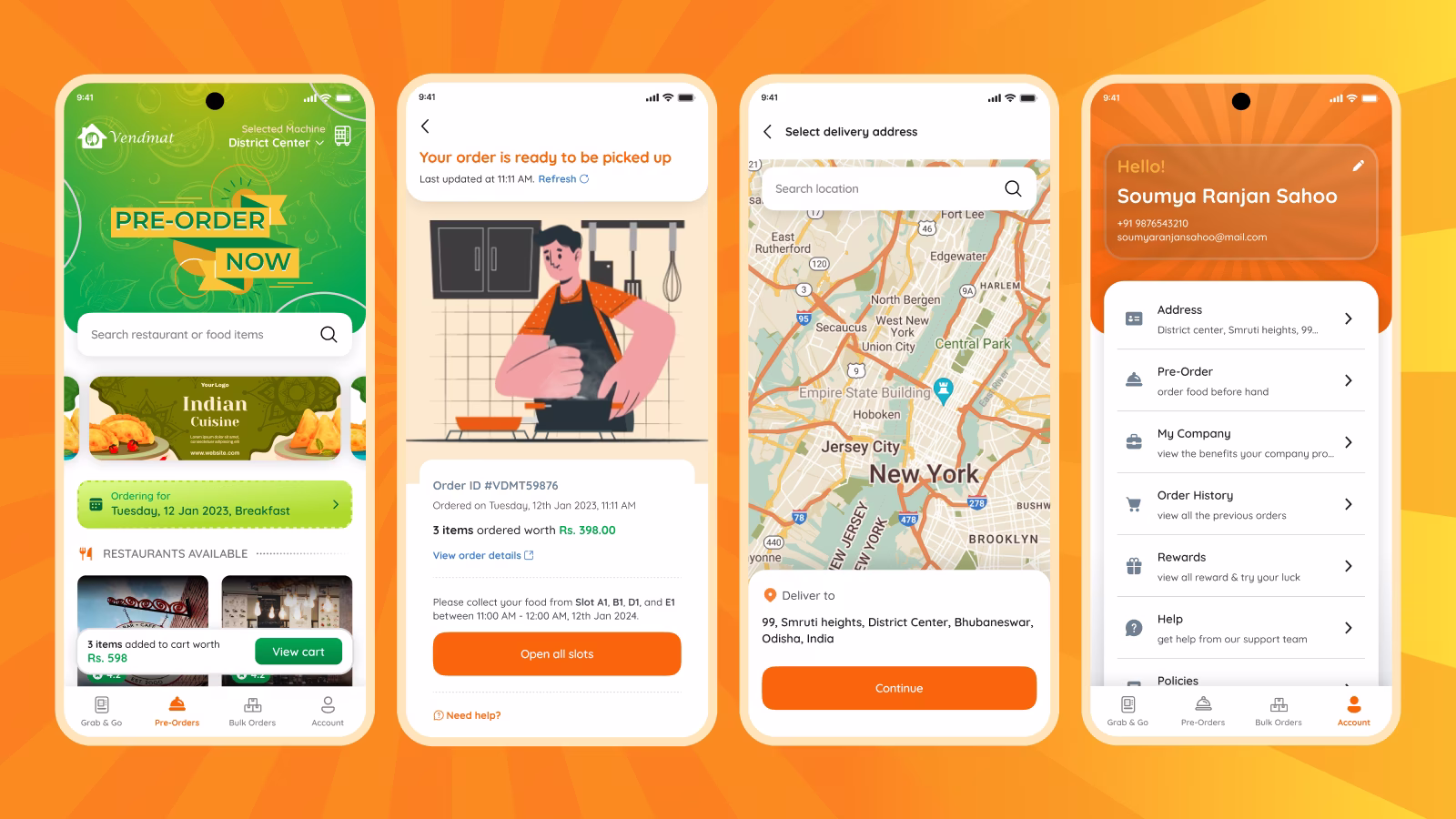 Vendmat feature screenshots