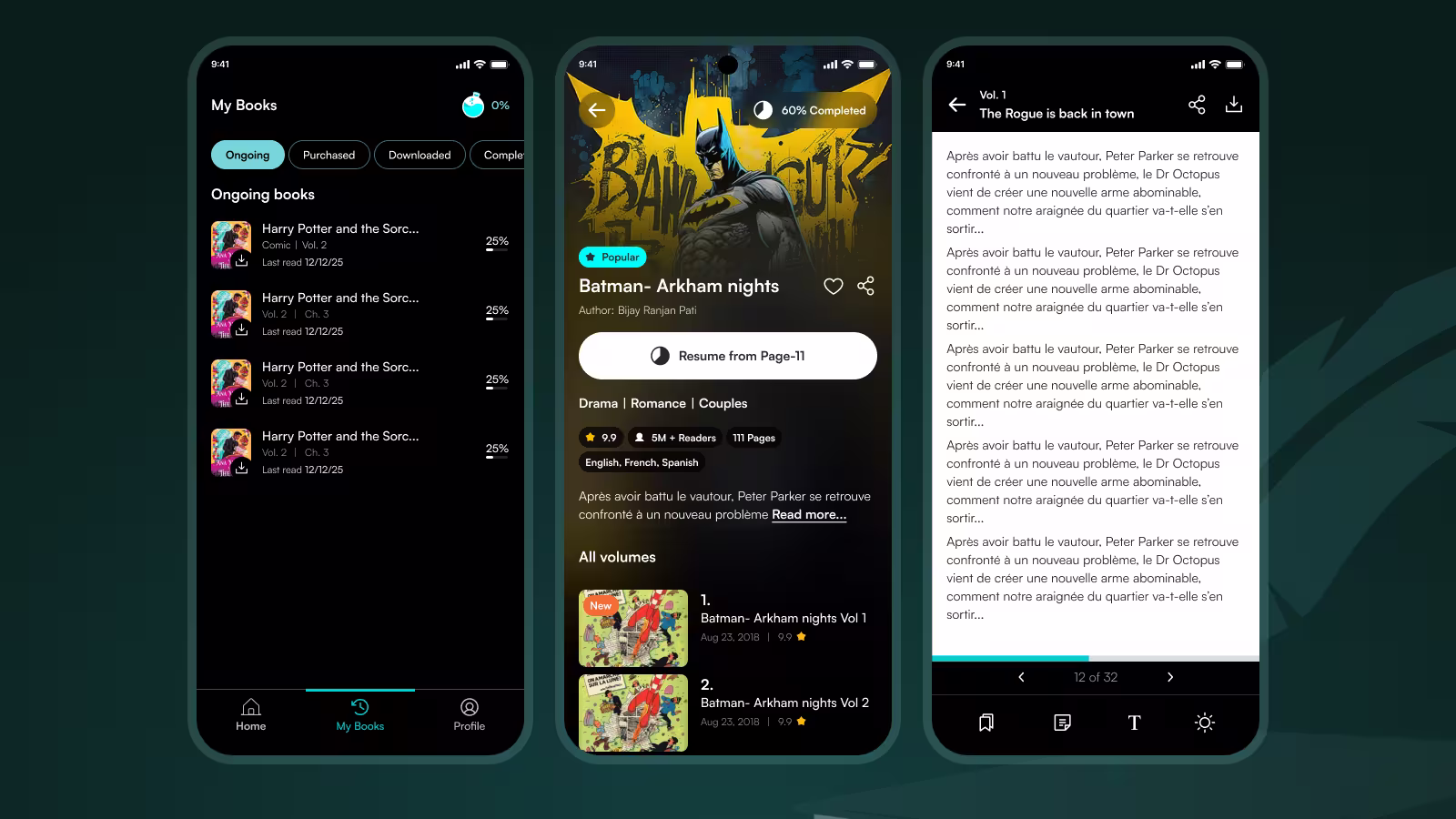 Fiole app screens