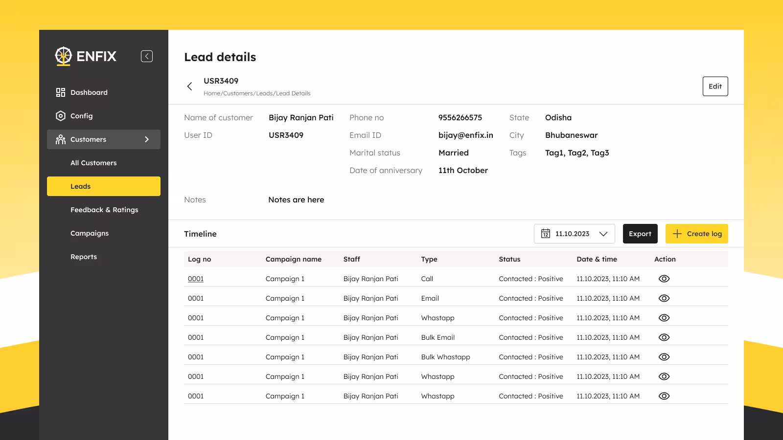 Enfix app screens