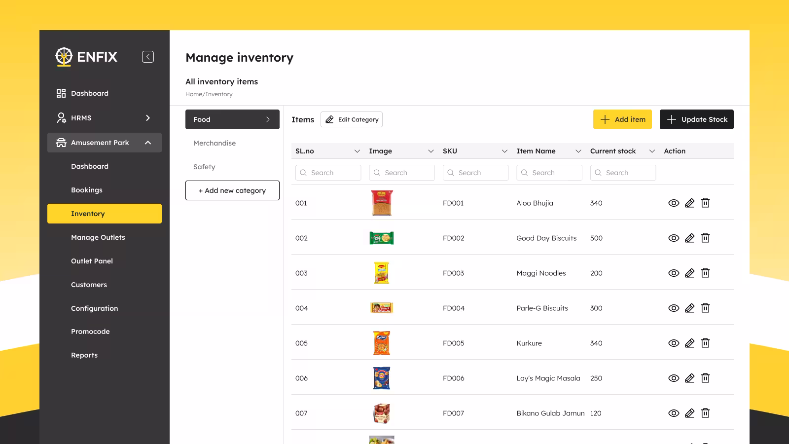 Enfix app screens