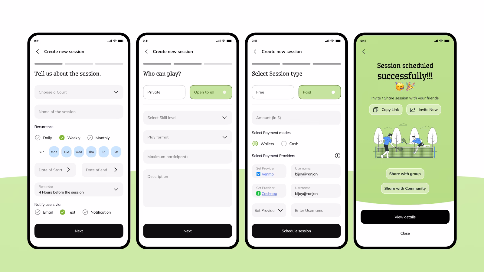Picklspot app screens