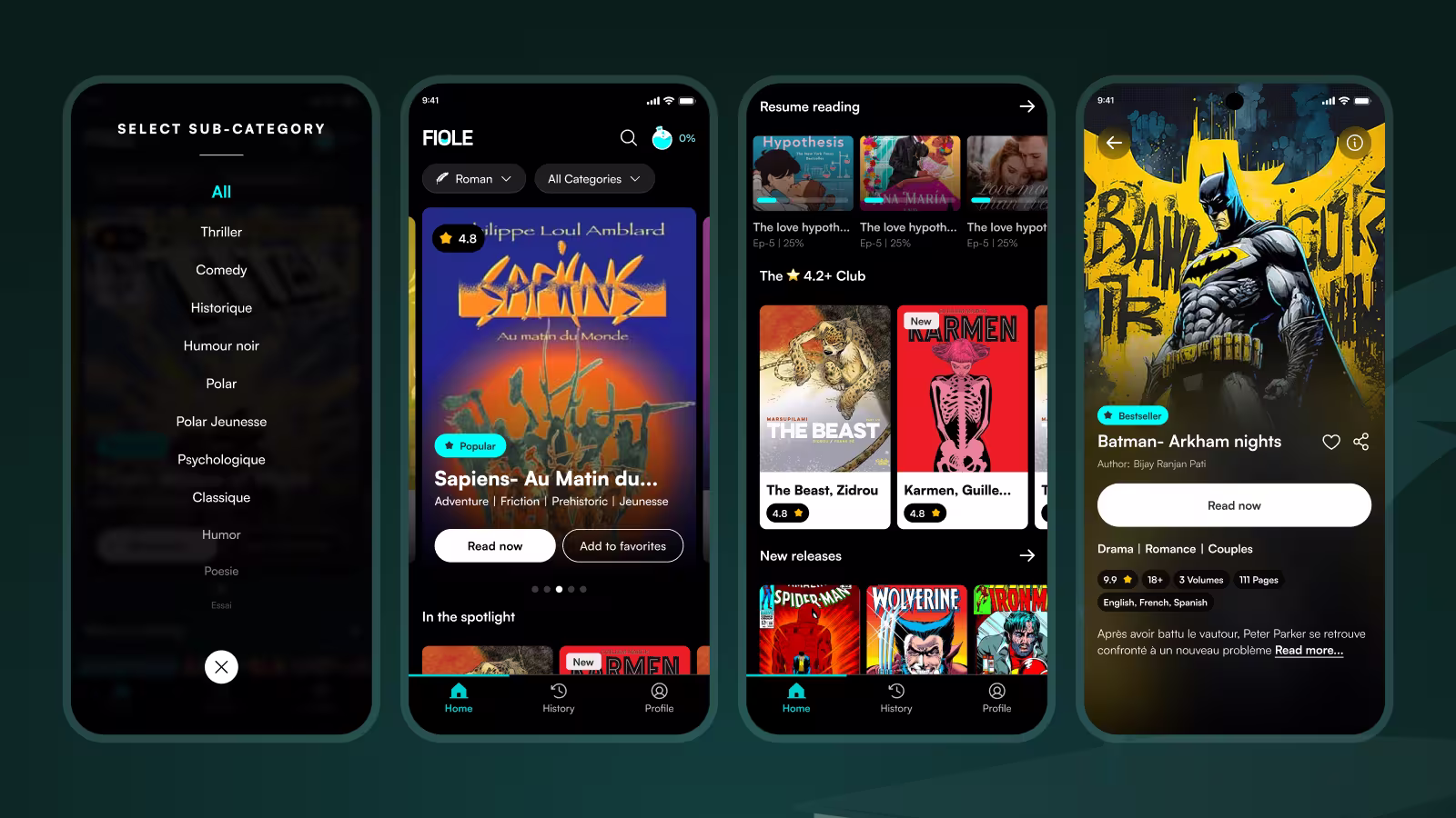 Fiole app screens
