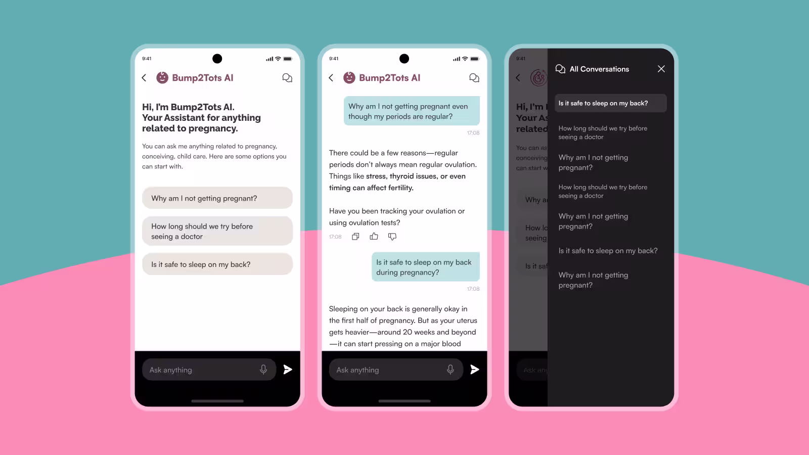 Bump2tots app screens