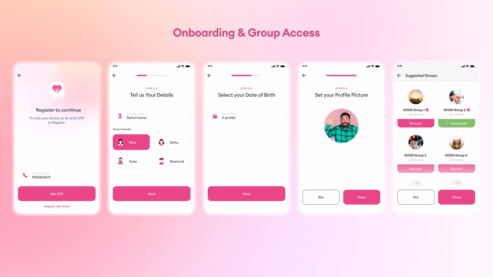 Gods Own Diva app screens