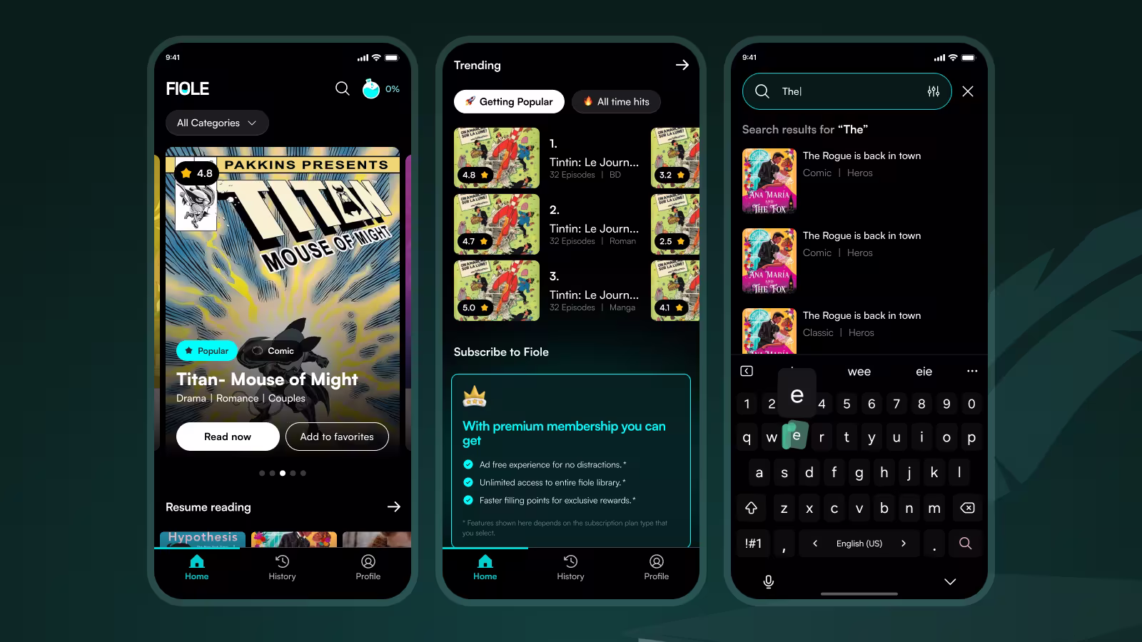 Fiole feature screenshots
