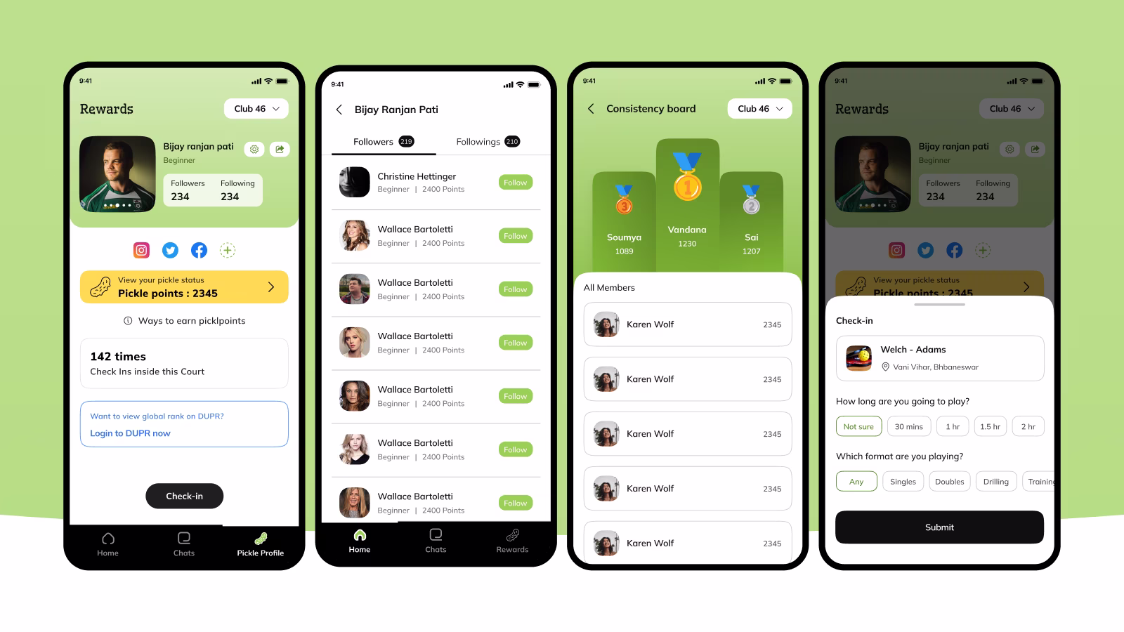 Picklspot app screens