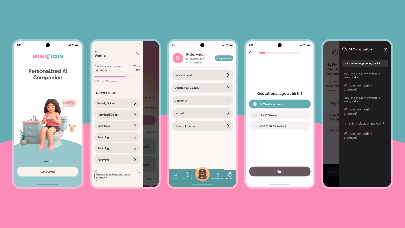Bump2tots feature screenshots