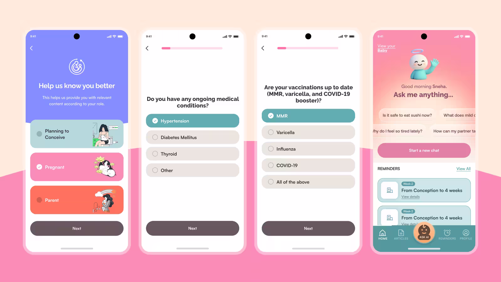 Bump2tots app screens