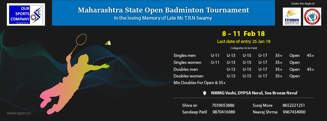 Maharashtra State Open Badminton Tournament 2018