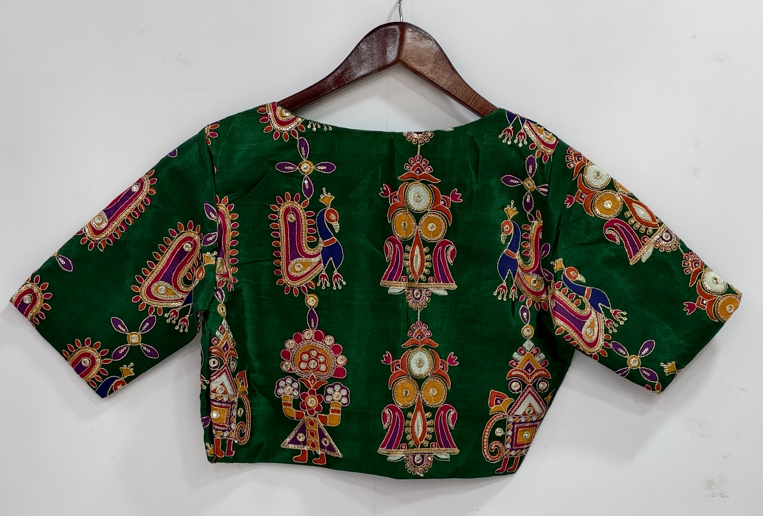 Crape Silk Hi Neck Embroidery Blouse (BB1250)