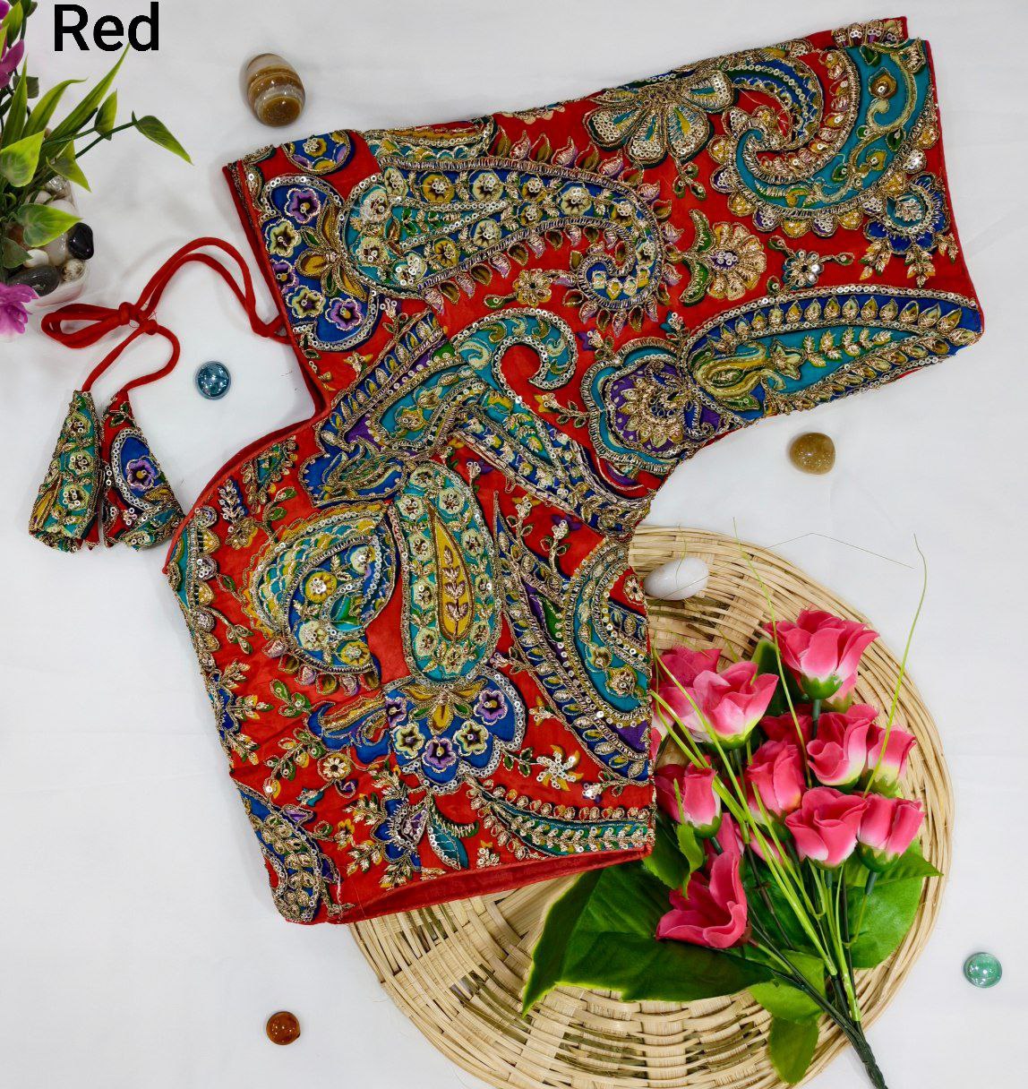 Natural Crape Heavy Work Blouse (RK1800)