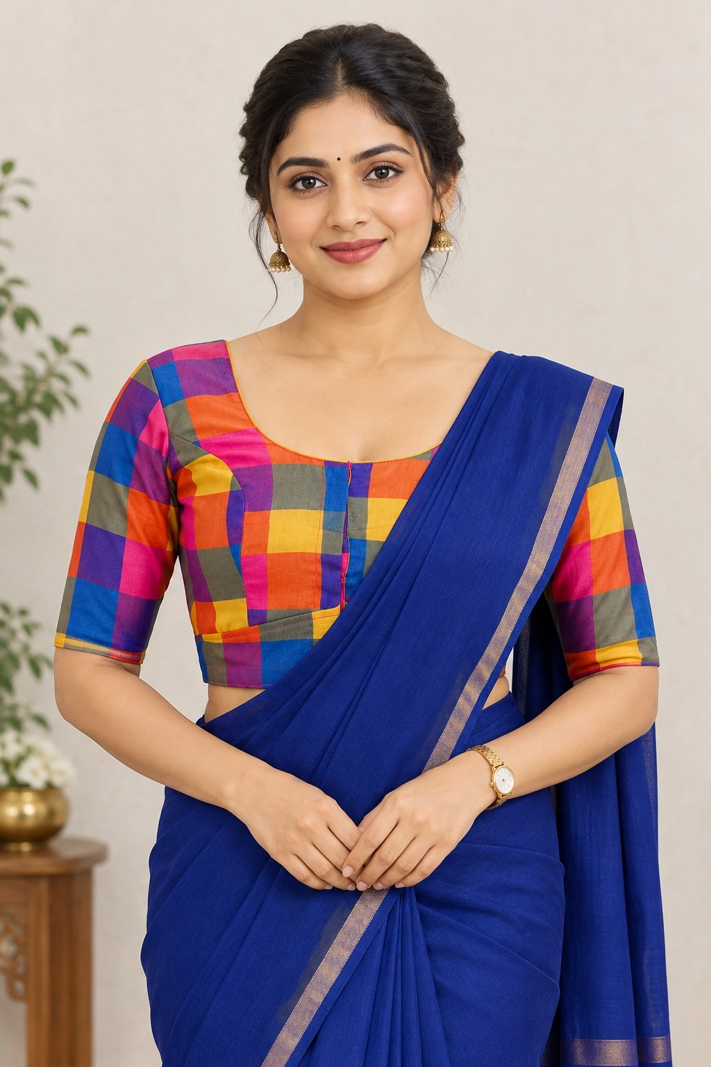 Madras Checks Multicolor Blouse (SSB705)