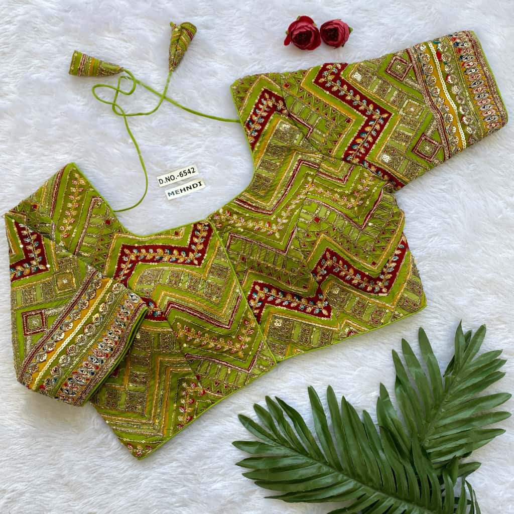 Crape Zig Zag Position Printed Readymade Blouse (6542)