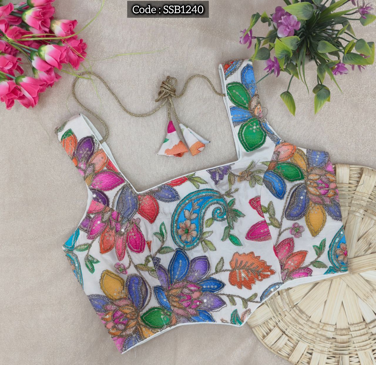 Natural Crape Readymade Blouse (M)