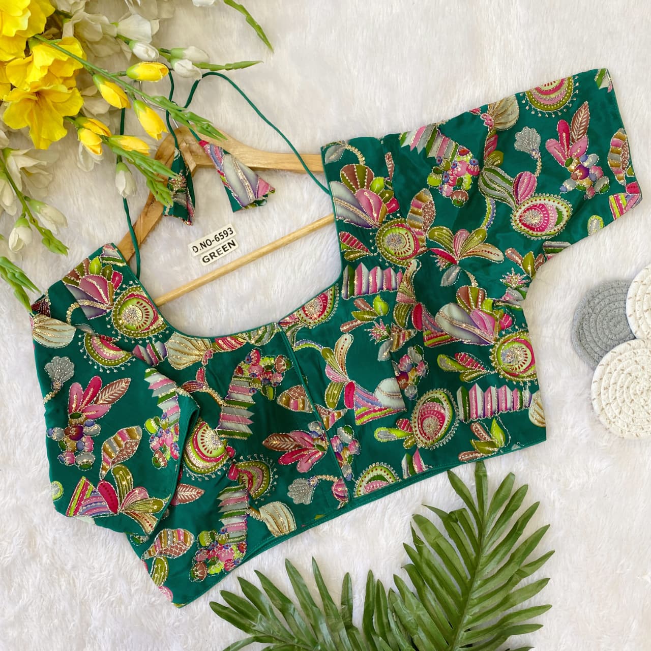 Crape Position Printed Soft Blouse (6593)