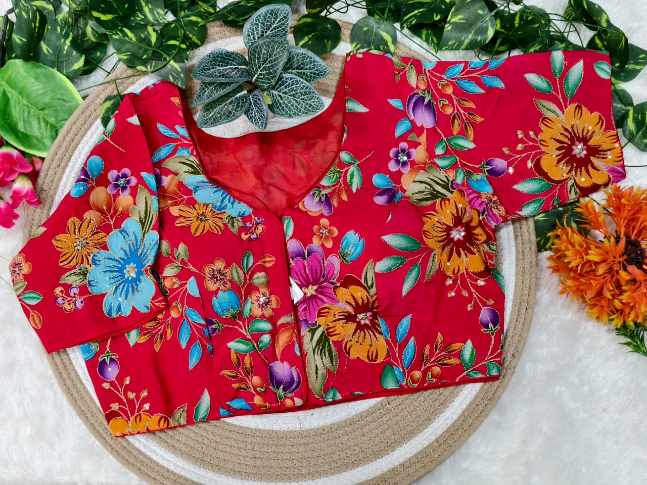Natural Crape Hi Neck XXXL Blouse (BL6621A)