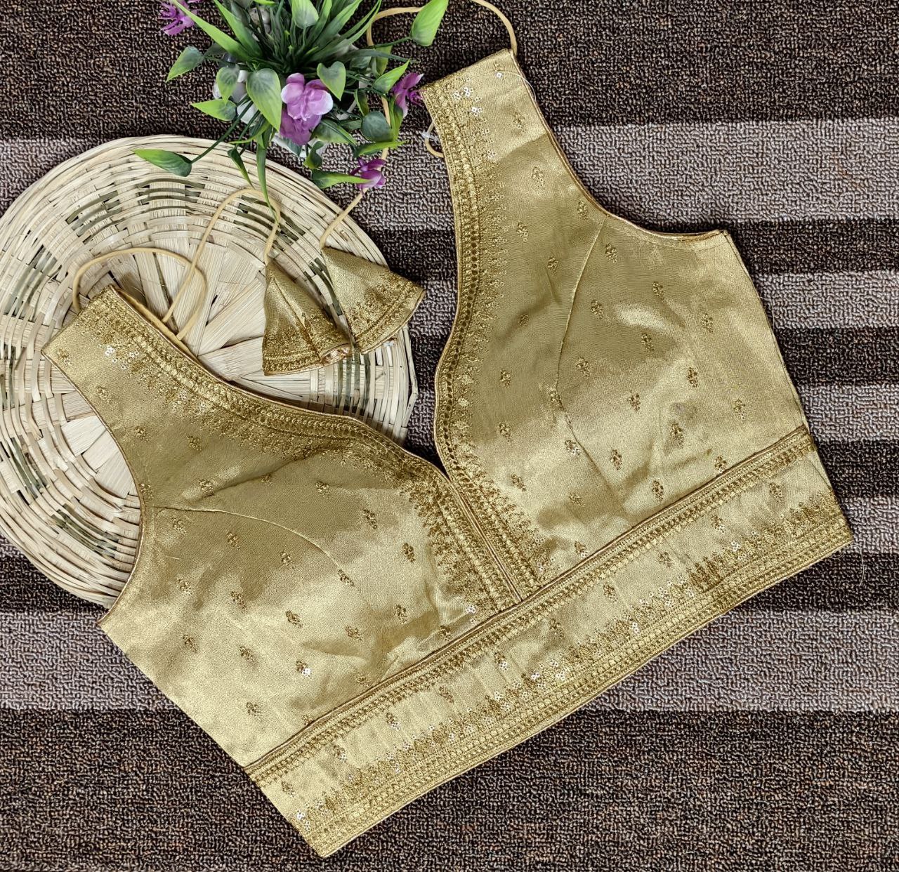 Tissue Gold with Jari Embroidery Blouse (AC1080)