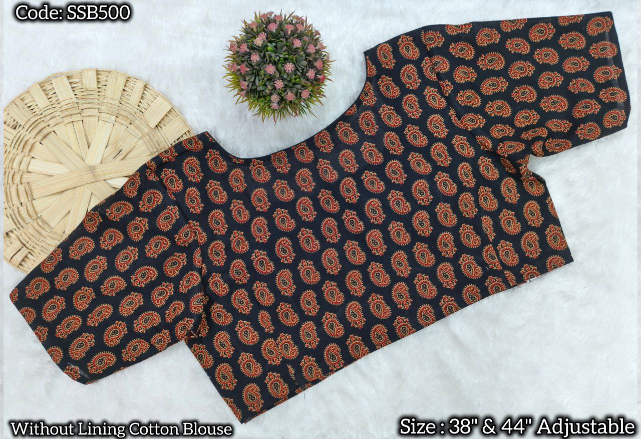 Pure Ajrakh Cotton Hi Neck Blouse (WL)