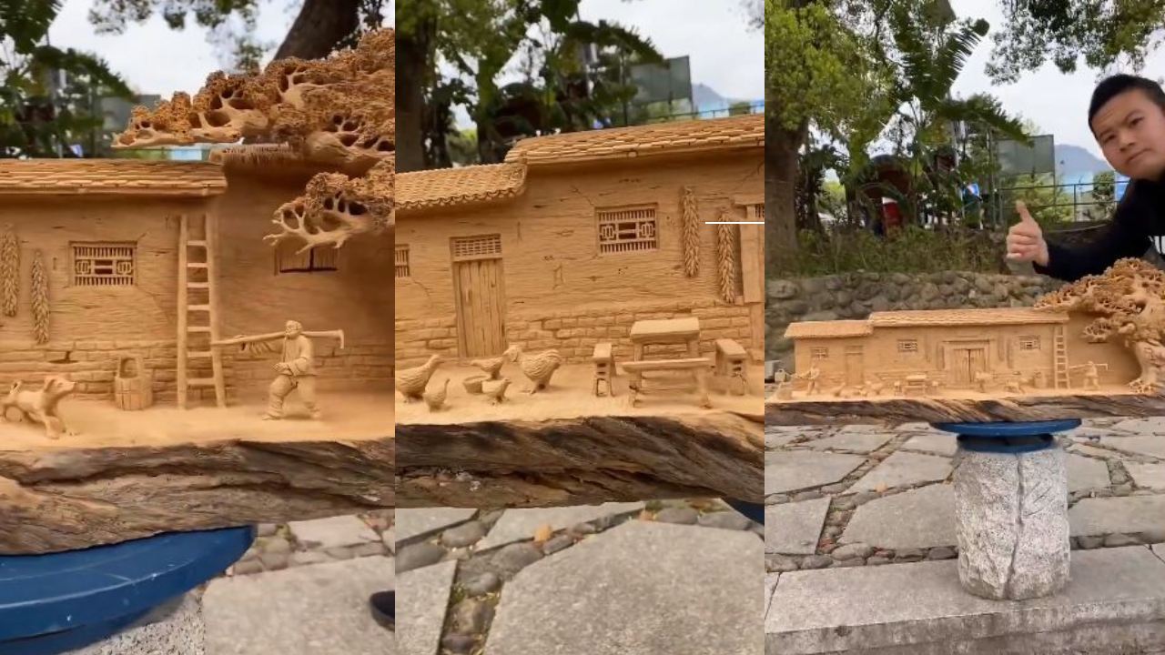 Artist amazing woodwork : చెక్కపై అద్భుతాన్ని క్రియేట్ చేసిన ఆర్టిస్ట్ వీడియో వైరల్