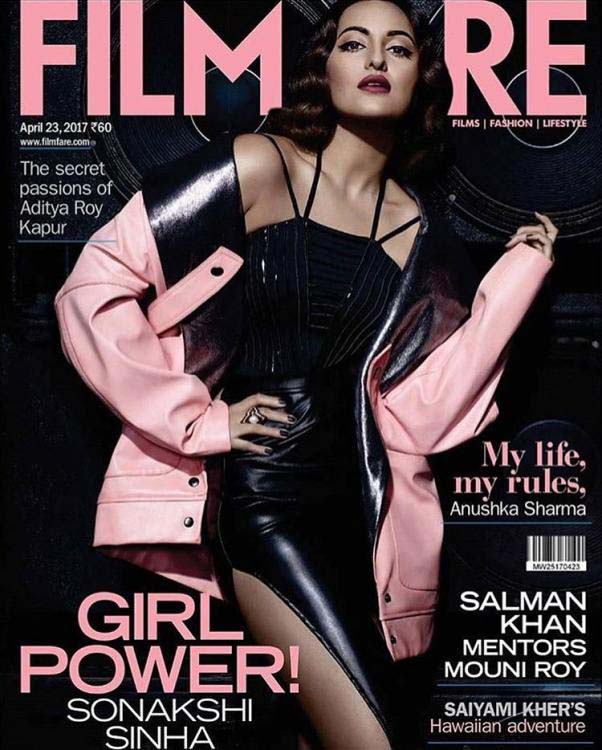 Sonakshi portraying Girl Power looks on Filmfare’s cover page