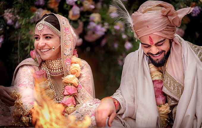 Anushka, Virat seen submerged in Sabyasachi wedding wear