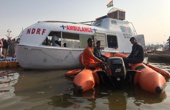 Kumbh 2019: NDRF rescues 12 pilgrims from drowning Kumbh 2019: NDRF rescues 12 pilgrims from drowning