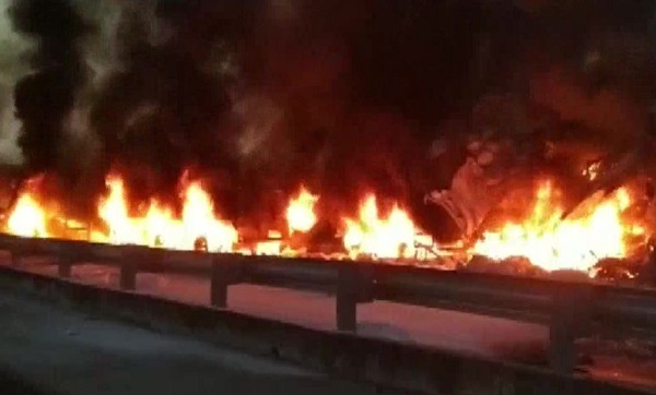 Rajasthan: 4 killed as trucks caught fire after collision at NH 8 in Ajmer