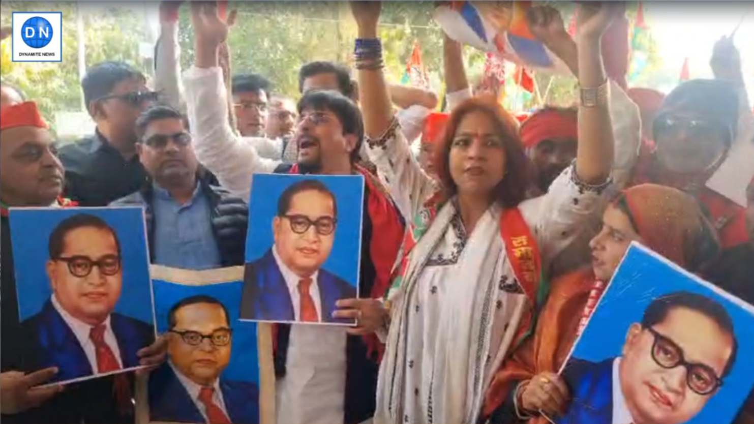 SP stages protest outside Amethi Collectorate against Amit Shah’s remarks on Ambedkar