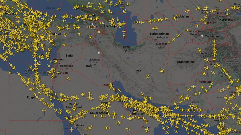 The airspace in the Middle East has been closed