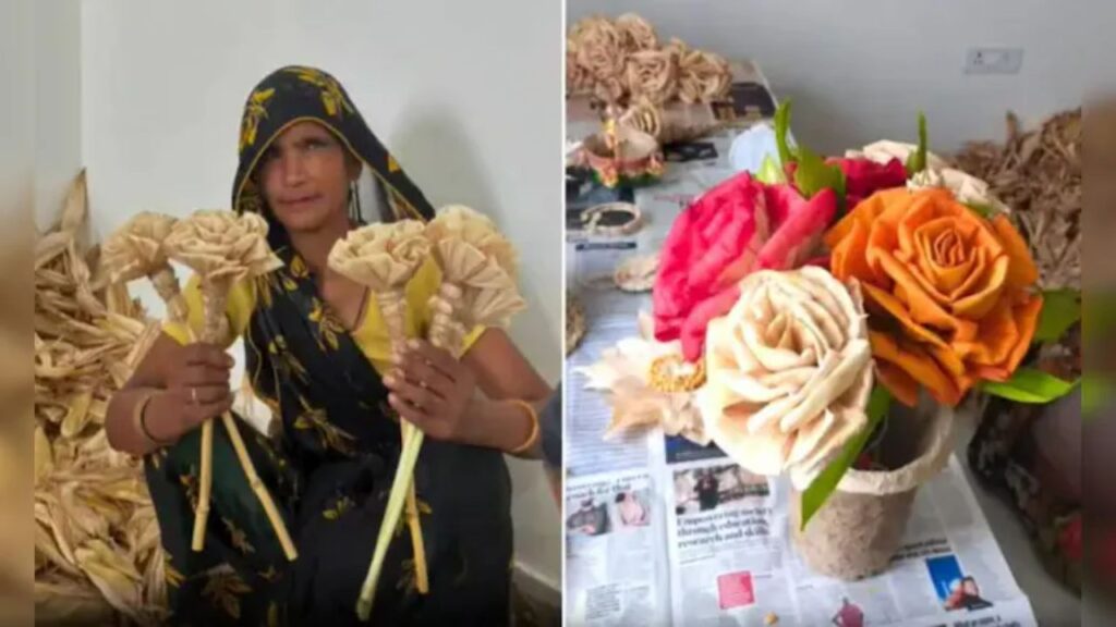 Corn husk bouquets made by rural woman (Source: Internet)