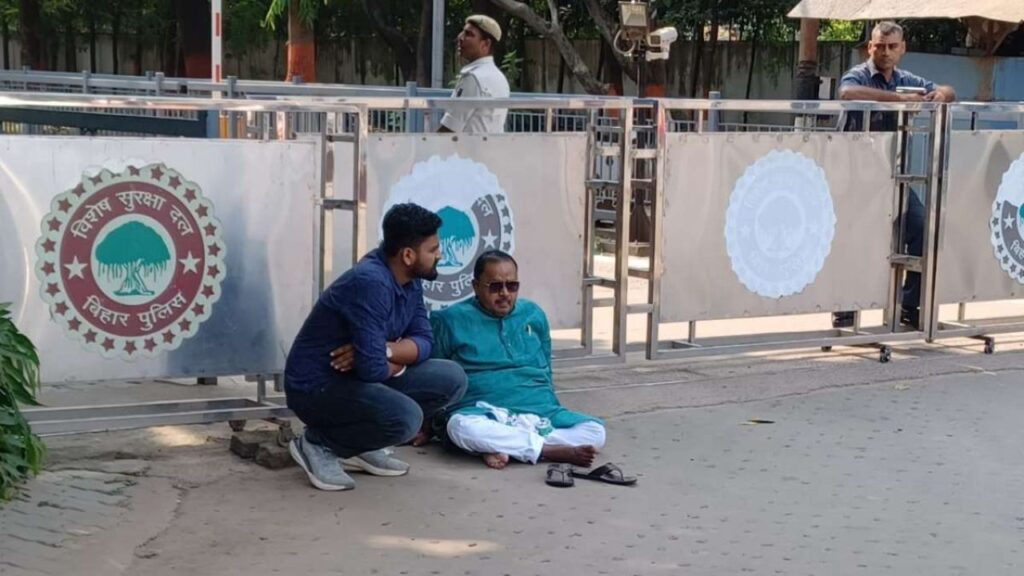 Gopal Mandal sits on protest