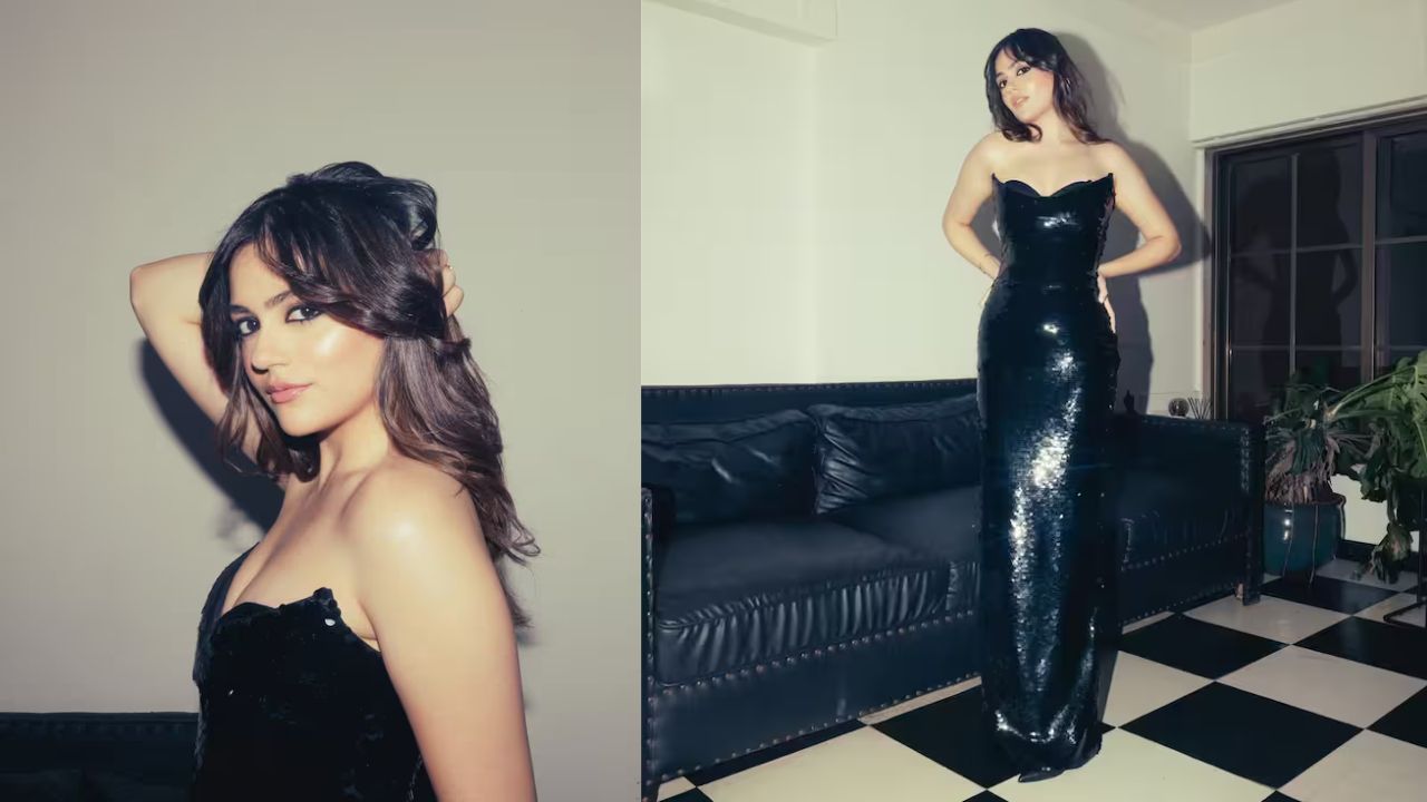 Serving elegance with a bold edge, Aneet Padda owns the frame in her chic black ensemble. Her poised attitude and effortless grace make this look impossible to ignore.