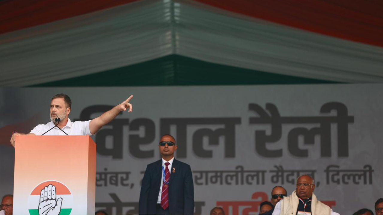 Rahul Gandhi addressed a massive Congress rally at Ramlila Maidan, protesting against the Citizenship Amendment Act (CAA) and alleged 'Vote Theft' Rahul Gandhi addressed a massive Congress rally at Ramlila Maidan, protesting against the Citizenship Amendment Act (CAA) and alleged 'Vote Theft'