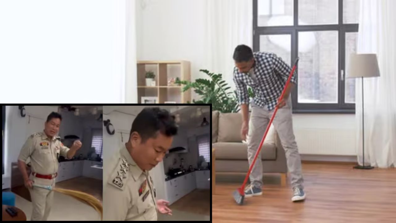 Tripura Cop goes viral for sweeping floors at Home; Wins hearts with ‘Pookie’ husband move