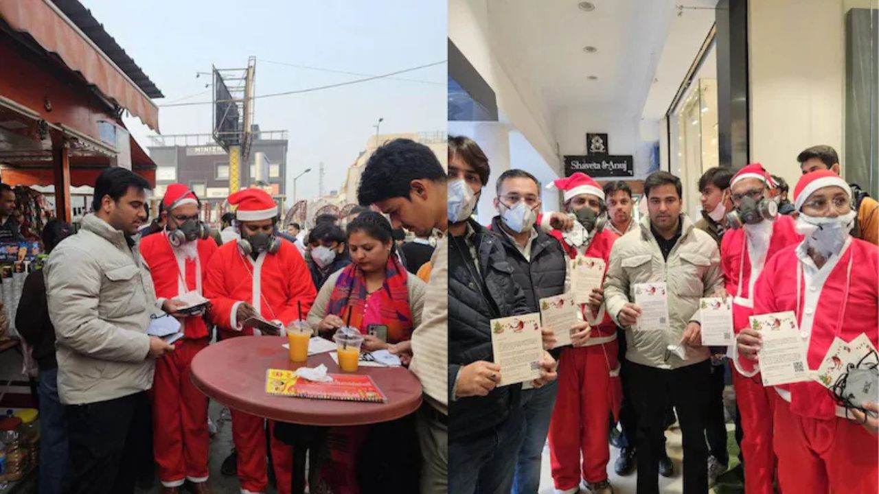 Santas wearing gas masks to protest Delhi Pollution? Read here