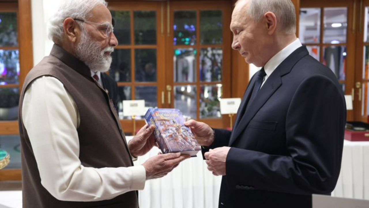 As a symbolic gesture during the visit, PM Modi presented Putin a copy of the Bhagavad Gita translated into Russian, highlighting the cultural and spiritual dimension of India–Russia ties.