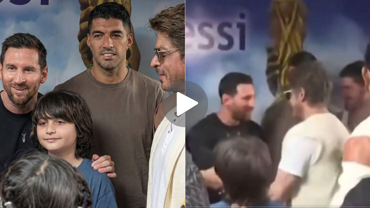 GOAT in India: Shah Rukh Khan meets Lionel Messi with son, Video goes viral