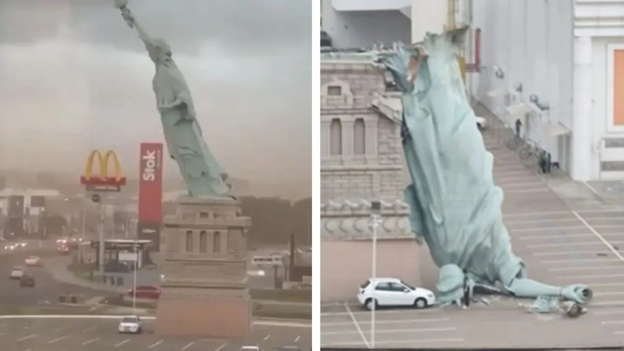 ‘Statue of Liberty’ collapses in storm, footage goes viral