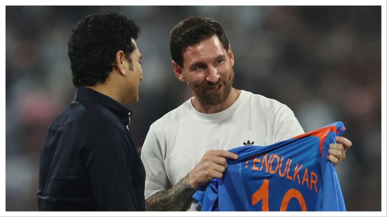 Messi in Mumbai: Tendulkar gifts his jersey; Argentine icon presents World Cup ball