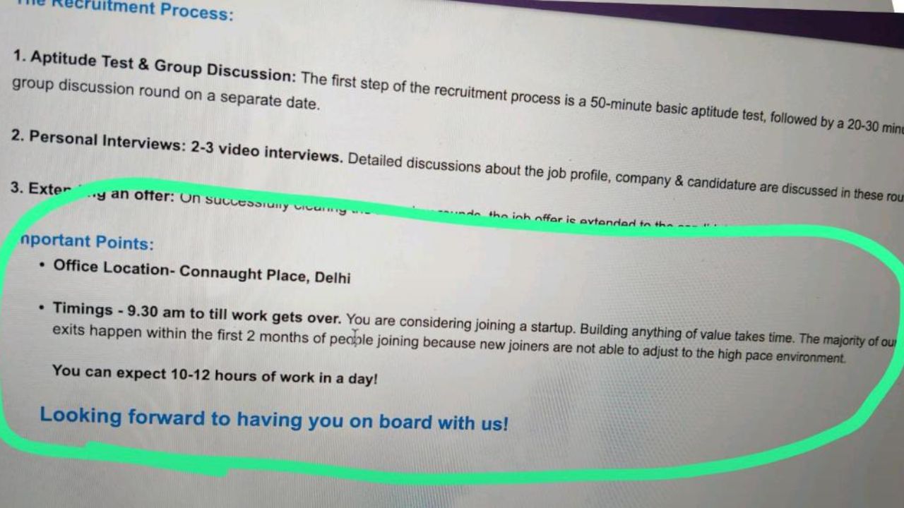 Viral: ‘9:30 am to till work gets over’; Job listing sparks debate on toxic work culture