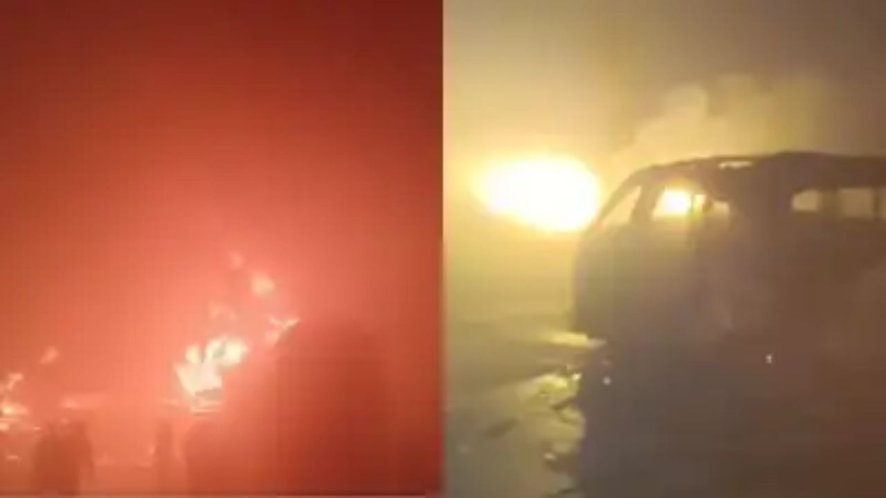 Massive fire breaks out after crash on Delhi-Agra Expressway; Several feared dead