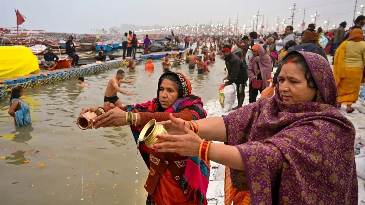 Over 2.1 million devotees take holy dip by morning at Magh Mela